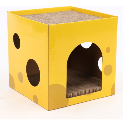 Rascador Doble Casita Cubo Cartón 30x30x30cm Talle S M062a