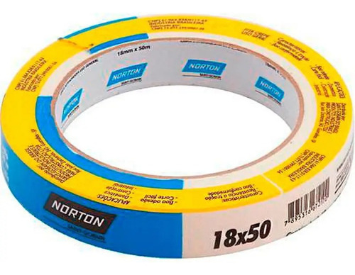 Fita Adesiva Crepe Papel 18mm X 50 Metros Norton Cor Branco Navajo