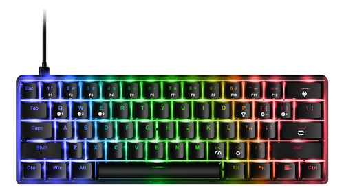 Teclado Mecánico Para Juegos Con Cable Rgb De 61 Tecla...