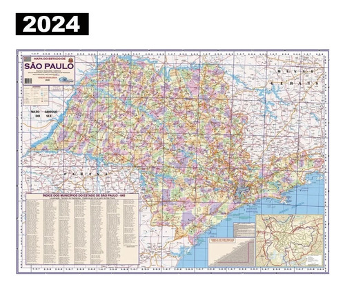 Mapa Estado Sao Paulo 120 Cm X 90 Cm  Gigante Atualizado