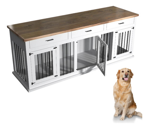 Kennel Para Dos Perros Grande Y Elegante Hecho Madera