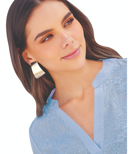 Blusa Mujer Casual Azul Moños 320-66