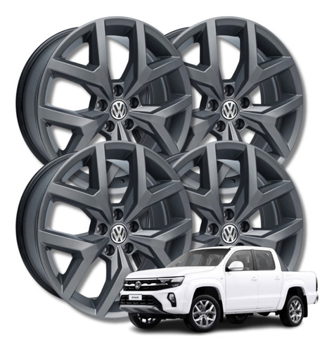 Jogo 04 Rodas Aro 22 Amarok V6 Highline Grafite Fosca