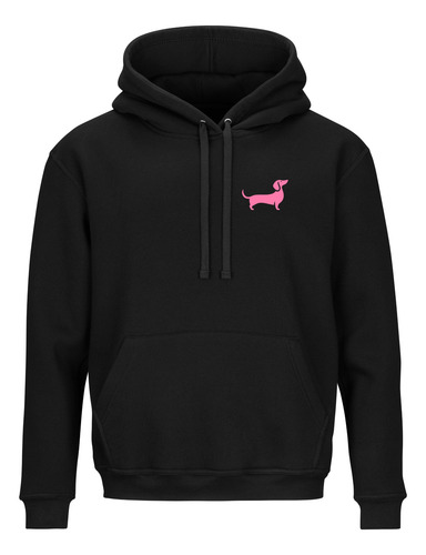 Sudadera Negra Casual Unisex Perro Salchicha Mascota Moda