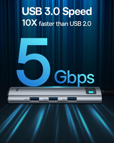 Hub Baseus 8 En 1 Microsdxc, Ethernet, Minisd, Hdmi, Usb 3.0