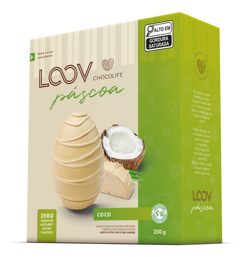 Meio Ovo De Páscoa Recheado Coco Zero Açúcar 250g
