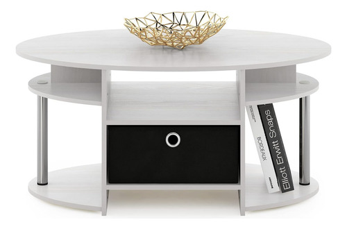 Mesa De Centro Ovalada Con Repositorio, Diseño Simple Jaya