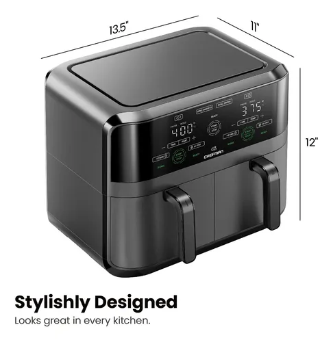 Air Fryer Chefman Dual Basket, Pantalla Táctil Digital De 6