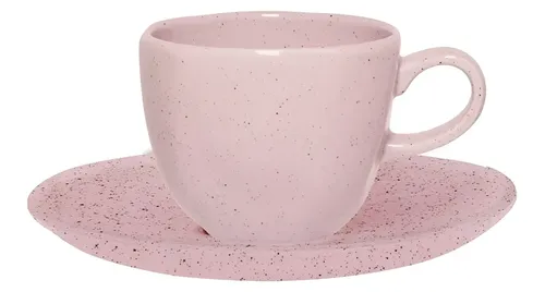 Conjunto De 6 Xícaras Grandes Com Pires Ryo Pink Sand 77360 220ml