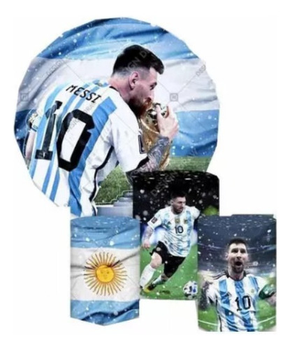 Kits 4 Capas Sublimadas  (arco Y Cilindros) Messi Fútbol