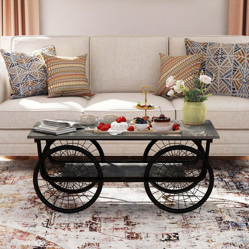 Mesa Auxiliar Rectangular De Estilo Moderno Con 4 Ruedas