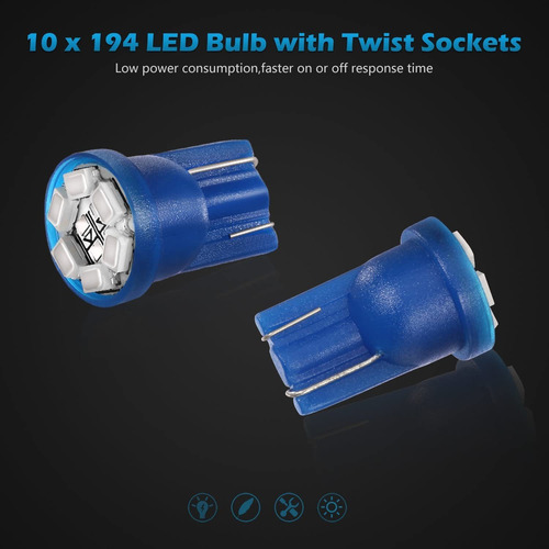 10 Bombillas Led De Partsam, Color Blanco, Azul, Rojo, Pc168