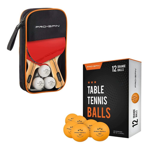 Paleta Ping Pong Para 2 Jugador Pelota Naranja 12 3