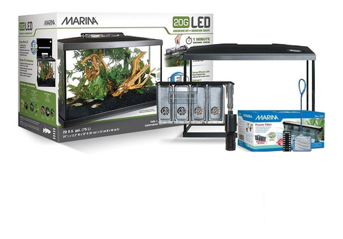 Kit De Acuarios De Vidrio Led Marina 3 Tamaños 19/38/76 Ltrs