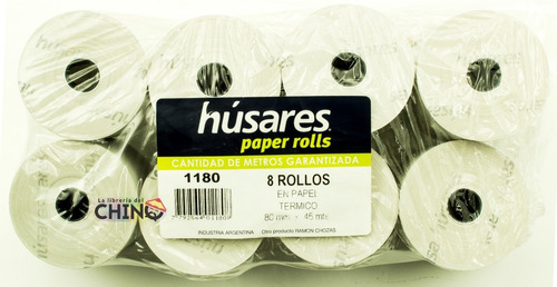 Pack X8 Rollos Papel Térmico Husares 80mmx45m Fiscal