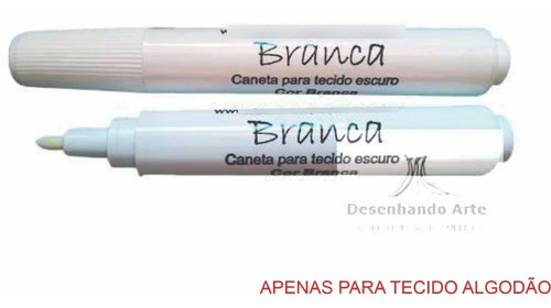24 Caneta Marcador Permanente Tecido Cor: Branca