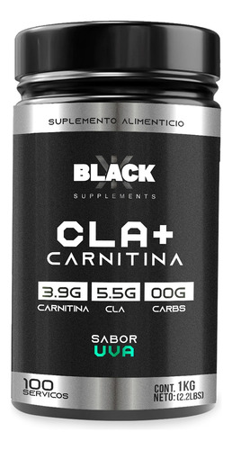Black Supplements Cla + Carnitina 1kg 100servs Uva