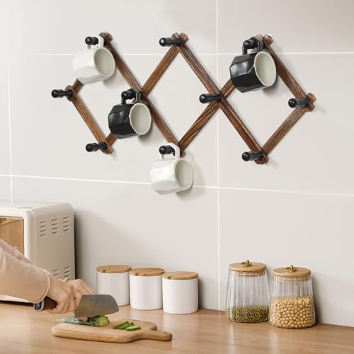 Perchero Madera Acordeón Pared 2 Ganchos Sombreros, Abrigos