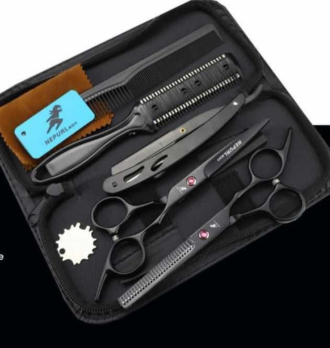 Imagen 2 de 2 de Kit De Barbero Tijeras+peines (doradas Y Negra Mate)