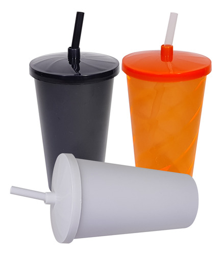 25 Copo Twister Com Tampa E Canudo Acrílico 540ml Transfer