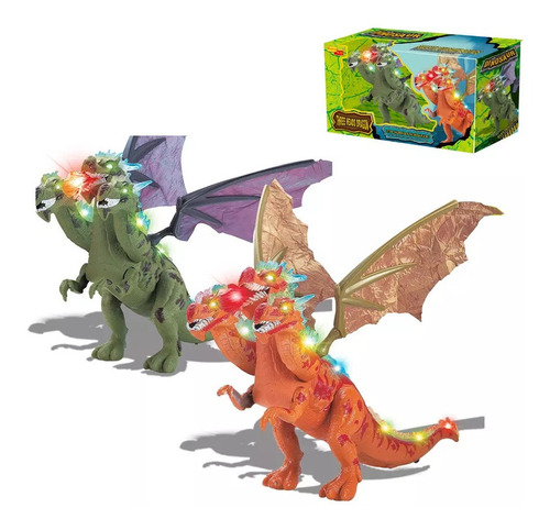 Dinosaurio Dino Dragon De 3 Cabezas Con Luz Y Sonido Dn14 