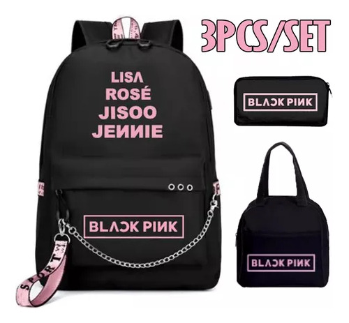 Set De Mochila Escolar Blackpink Para The Morch Kit3