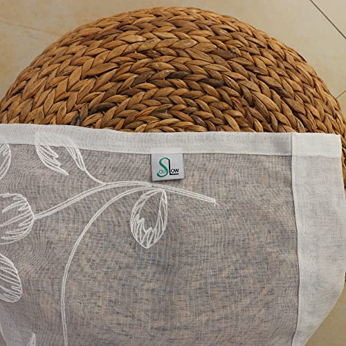 Juego De 2 Paneles De Cortinas Blancas Con Flores Transpare