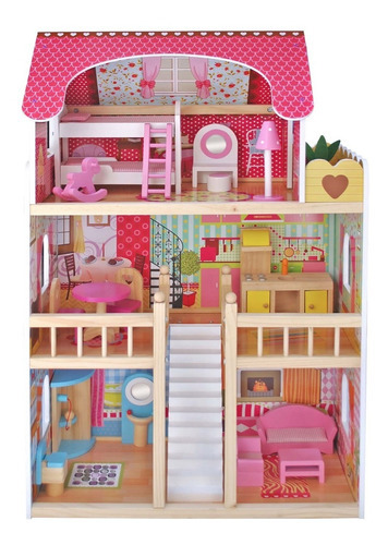 Casa De Muñecas Con Muebles Casita Para Niñas (-emily) Color Rosa