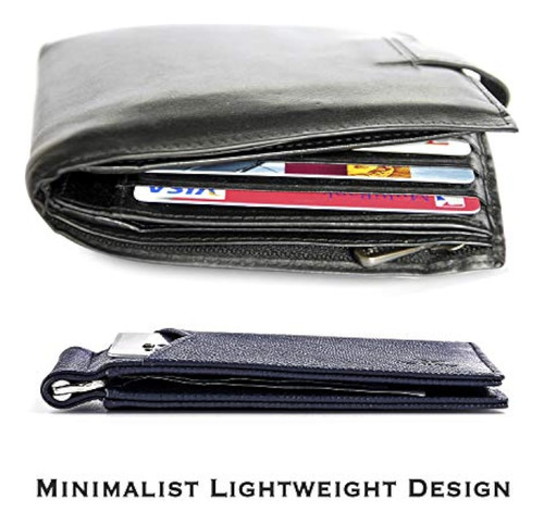 Cartera Fina Con Clip Para Dinero, De Cuero