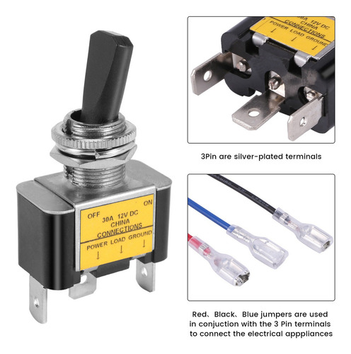 3 Peças De Chave Seletora Iluminada Por Balancim 30a 12v Sps