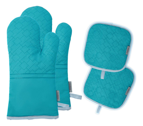 Juego De 4 Manoplas De Horno Y Soportes Para Ollas, Guantes