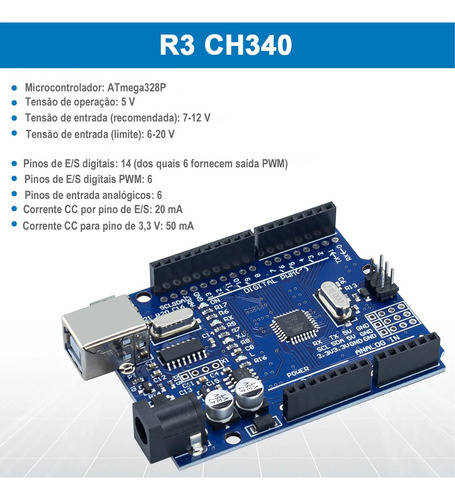 Kit Arduino Uno R3 Iniciante Com Protoboard E Cabos