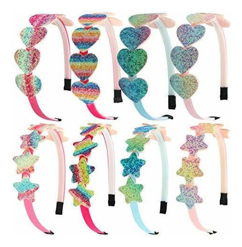 Glitter Heart Girls Diademas Rainbow Star Hariband Niñ...