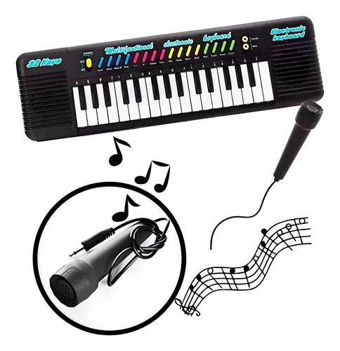 Teclado Infantil Piano Brinquedo Musical Com Karaoke E Microfone