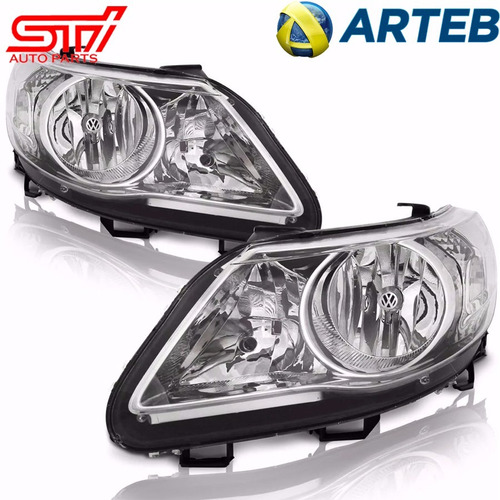 Imagem 2 de 5 de Par Farol Gol G5 Arteb Foco Duplo Cromado 2011 2012 2013