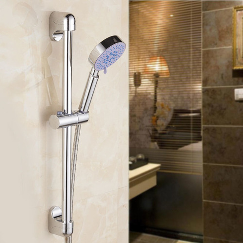 Bathroom Adjustable Round Shower Head Slide Bar Lifting Rod