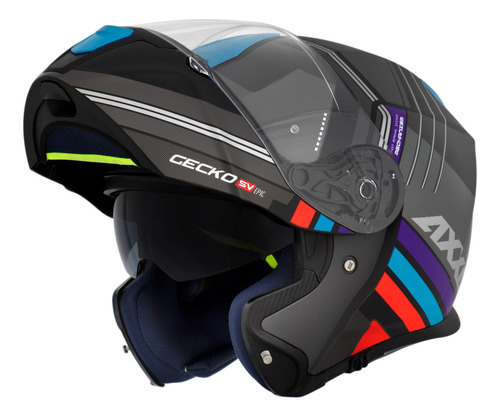 Capacete Axxis Articulado Roc Sv Blow Azul Viseira Solar