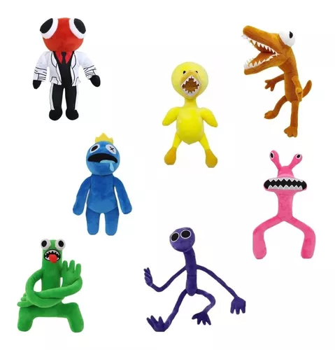 7 Personagens - Pelúcias Rainbow Friends (Blue, Red, Pink, Orange, Green,  Yellow e Purple)