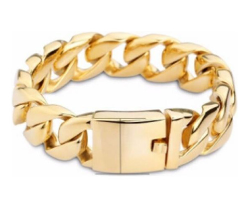 Pulseira Masculinha 18k Banhada A Ouro 18k Grossa Bonita