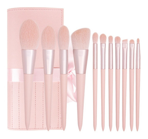 Imagen 3 de 7 de Set 11 Pinceles Maquillaje Brochas Prof C/ Estuche Calidad