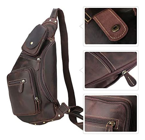 Polare Full Grain Leather Cross Body Sling Bag Peito Mochil