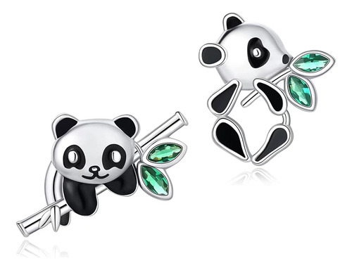 Edil Fantas Panda Pendientes Para Mujer Chica Plata Stud Cum