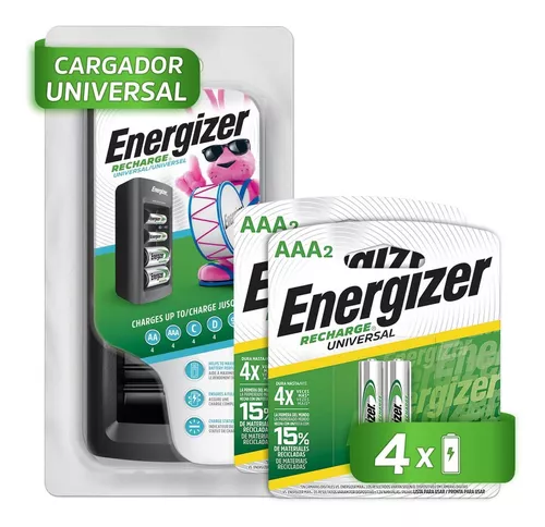 Cargador Universal Pilas Energizer + 4 Pilas Recargables Aaa