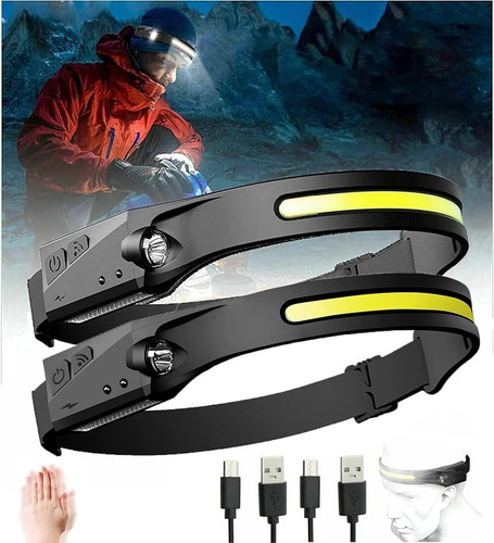 Linterna Frontal 230 Led Recargable Con Sensor De Movimiento