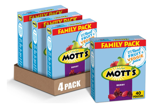 Mott's Berry Fruit Snacks - Paquete Familiar, 30 Onzas, 40 U