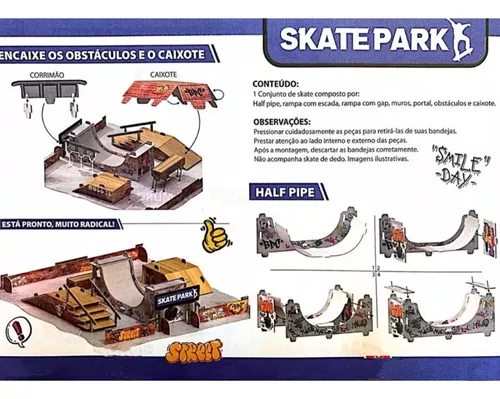 Fingerboard Skatepark Skate De Dedo Com Rampa e Peças De Montagem