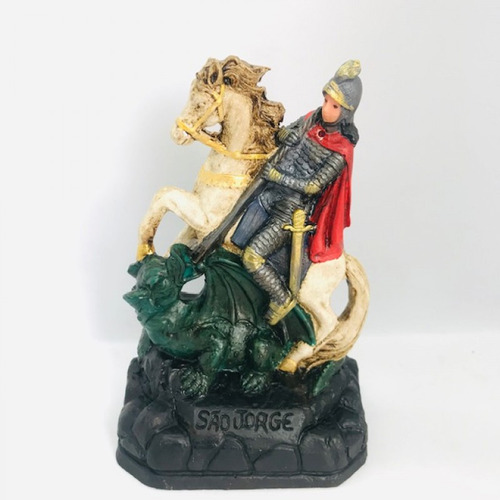 Escultura Sao Jorge Guerreiro Pintura Com Pátina 17 Cm Cor Colorido