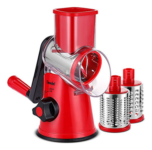 Rallador De Queso Giratorio Con 2 Cuchillas Color Rojo