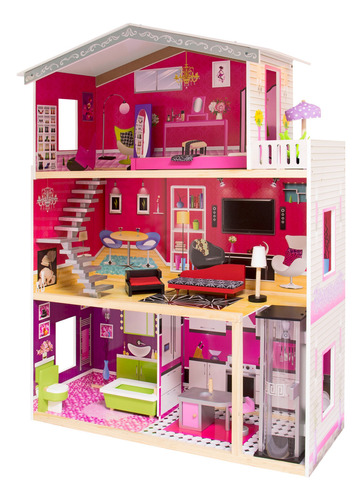 Casa De Muñecas Isabella Dollhouse Kids House Color Rosa