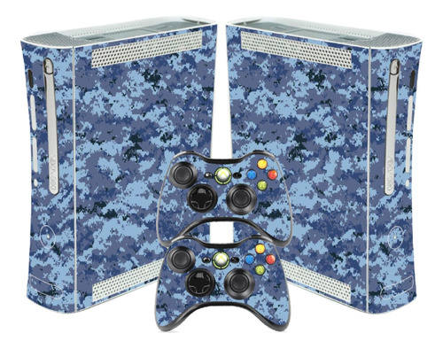 Skin Xbox 360 Fat Adesivo - Camo Digi Ocean Blue